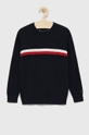 granatowy Tommy Hilfiger sweter bawełniany dziecięcy Chłopięcy