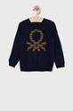 United Colors of Benetton pulover pentru copii din amestec de lana imprimeu bleumarin 1141H100H.P