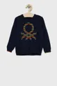 tmavomodrá Detský sveter s prímesou vlny United Colors of Benetton Chlapčenský
