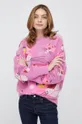 rózsaszín Desigual gyapjúkeverék pulóver