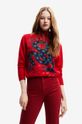 червен Пуловер с вълна Desigual Жіночий