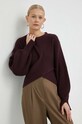 Bruuns Bazaar sweter z domieszką wełny Sedum Irina okrągły bordowy BBW3027
