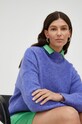 Samsoe Samsoe sweter wełniany NOLA F18322002 fioletowy