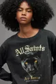 Βαμβακερή μπλούζα AllSaints μαύρο