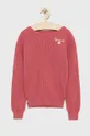 рожевий Дитячий бавовняний светер Guess Для дівчаток