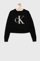 črna Otroški bombažen pulover Calvin Klein Jeans Dekliški