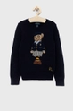 granatowy Polo Ralph Lauren sweter z domieszką wełny dziecięcy Dziewczęcy