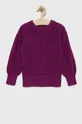 fioletowy GAP sweter bawełniany dziecięcy Dziewczęcy