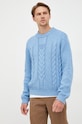 Tiger Of Sweden sweter z domieszką lnu T70928001 niebieski AW22