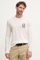 Armani Exchange sweter wełniany okrągły beżowy 8NZM4R.ZM8AZ