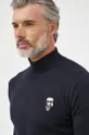 sötétkék Karl Lagerfeld gyapjú pulóver