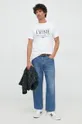 Βαμβακερό μπλουζάκι Lacoste λευκό
