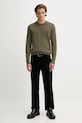 HUGO sweter bawełniany 50475083 zielony AW25
