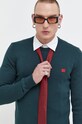 HUGO pamut pulóver zöld 50475083