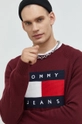 burgundské Bavlnený sveter Tommy Jeans