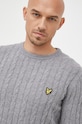 Пуловер с вълна Lyle & Scott сив KN732V.T28