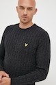 Пуловер с вълна Lyle & Scott черен KN732V.W155