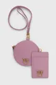 ροζ Δερμάτινο πορτοφόλι και θήκη καρτών Pinko Γυναικεία