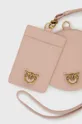 różowy Pinko portfel i etui na karty skórzane