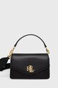 Δερμάτινη τσάντα Lauren Ralph Lauren λείο δέρμα μαύρο 431876437001