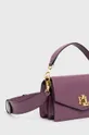 Usnjena torbica Lauren Ralph Lauren vijolična