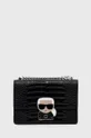 čierna Kožená kabelka Karl Lagerfeld Dámsky