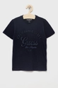 granatowy Guess t-shirt bawełniany dziecięcy Chłopięcy