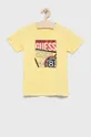 żółty Guess t-shirt bawełniany dziecięcy Chłopięcy