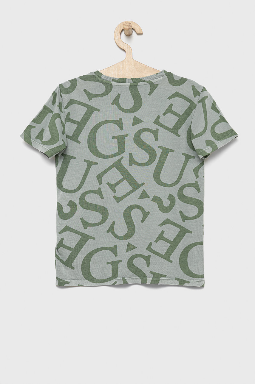 Dětské bavlněné tričko Guess zelená