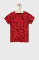 czerwony Guess t-shirt bawełniany dziecięcy Chłopięcy