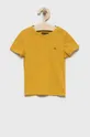 żółty Tommy Hilfiger t-shirt bawełniany dziecięcy Chłopięcy