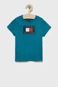Tommy Hilfiger t-shirt bawełniany dziecięcy nadruk turkusowy KB0KB07602.9BYY