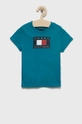 turkusowy Tommy Hilfiger t-shirt bawełniany dziecięcy Chłopięcy