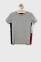 szary Tommy Hilfiger t-shirt bawełniany dziecięcy Chłopięcy