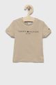 písková Dětské bavlněné tričko Tommy Hilfiger Chlapecký