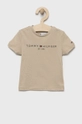 beżowy Tommy Hilfiger t-shirt bawełniany dziecięcy Chłopięcy