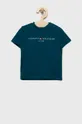 turkusowy Tommy Hilfiger t-shirt bawełniany dziecięcy Chłopięcy