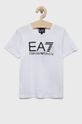bílá Bavlněné tričko EA7 Emporio Armani Chlapecký
