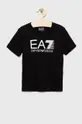 černá Bavlněné tričko EA7 Emporio Armani Chlapecký