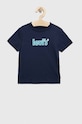 Dětské bavlněné tričko Levi's kulatý námořnická modř 8EE539.