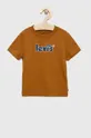 коричневий Дитяча бавовняна футболка Levi's Для хлопчиків