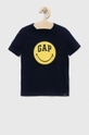 σκούρο μπλε Παιδικό βαμβακερό μπλουζάκι GAP x Smiley Για αγόρια