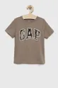 Παιδικό βαμβακερό μπλουζάκι GAP 2-pack καφέ