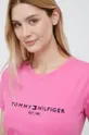 ostrá růžová Bavlněné tričko Tommy Hilfiger