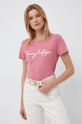ostry różowy Tommy Hilfiger t-shirt bawełniany