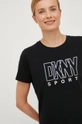 μαύρο Βαμβακερό μπλουζάκι Dkny