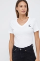 λευκό Βαμβακερό μπλουζάκι Calvin Klein Jeans