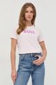 pastelowy różowy BOSS t-shirt bawełniany 50472255 Damski