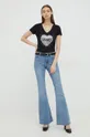 Βαμβακερό μπλουζάκι Liu Jo μαύρο