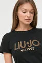 czarny Liu Jo t-shirt bawełniany WF2303.J6308
